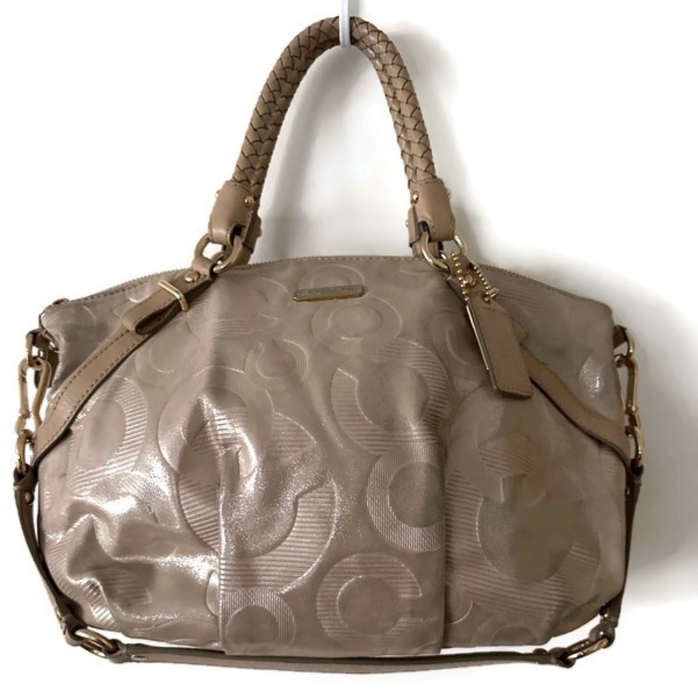 Coach Madison Embossed Leather Sophia Champagne Gold Shoulder Bag F15922